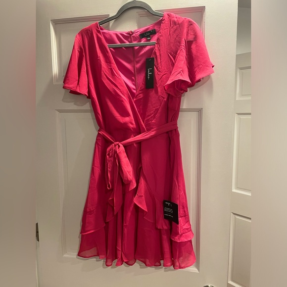 Lulus BRAND NEW WITH TAGS Lulus Hot Pink Ruffle Mini Dress - Picture 3 of 4